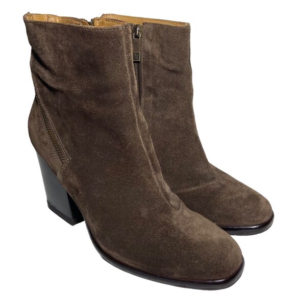 Alberto Fermani Ankle Boots Suede Brown Block Heels Women Size 6.5 EU 37 Italian - Picture 3 of 11